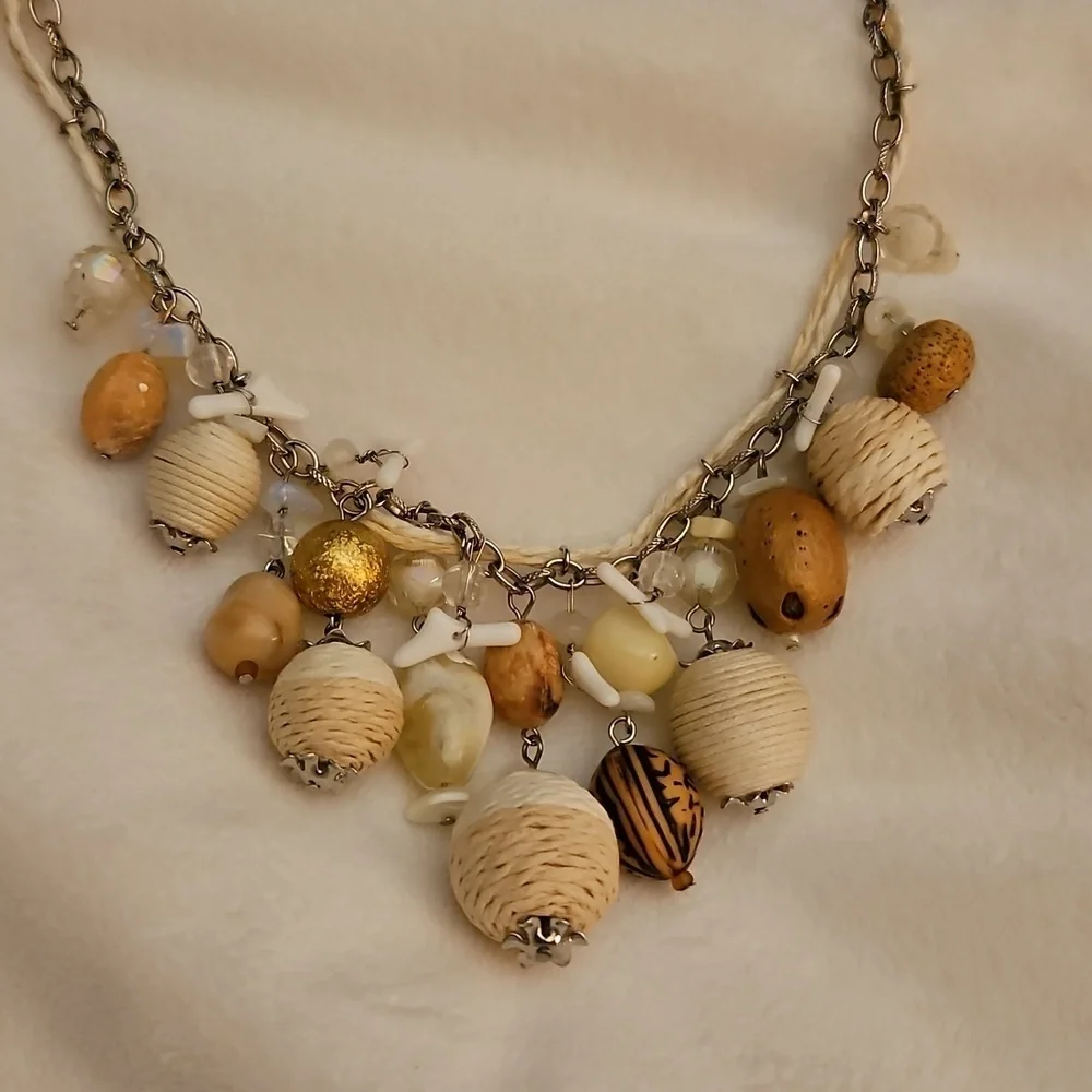 UNICA 1980s Beach Fisherman Beaded Cha Cha Braided Rope Festival Chain Necklace - Picture 2 of 9